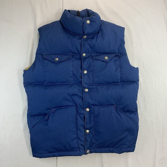 Vintage The North Face Puffer Vest Jacket Size Small Blue Brown Label Goose Down - Picture 1 of 10